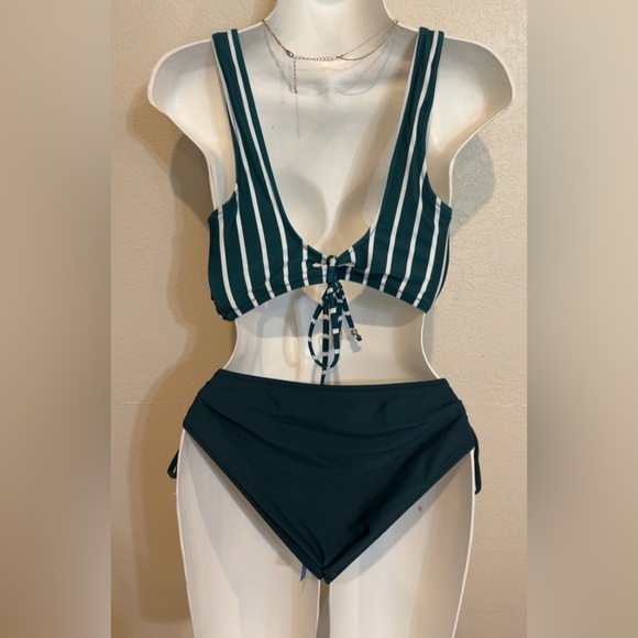 Cupshe Green and White Striped Bikini - Picture 2 of 11